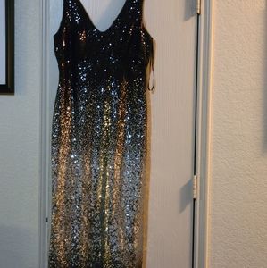 Black and Silver sequin gown